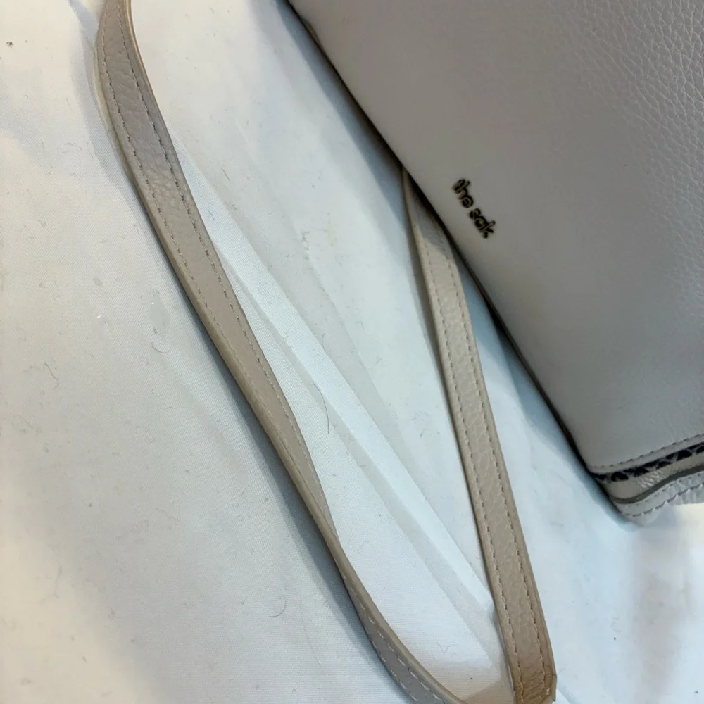 The Sak Light Ivory Pebbled Leather Crossbody with Snake Trim - Picture 2 of 4